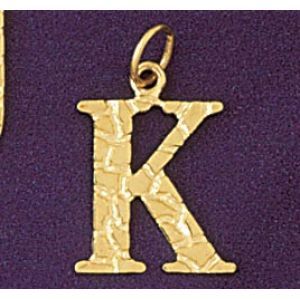Initial K Charm Pendant 14k Gold