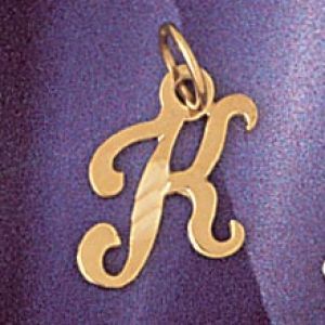 Initial K Charm Pendant 14k Gold