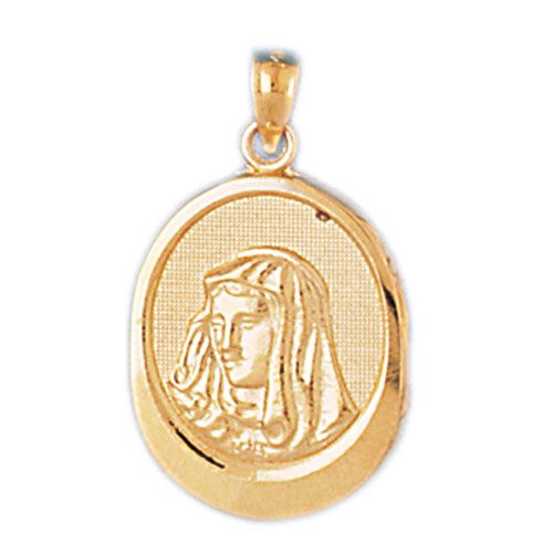 Virgin Mary Charm Pendant 14k Gold