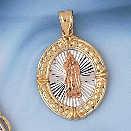 Virgin Mary Charm Pendant 14k Gold