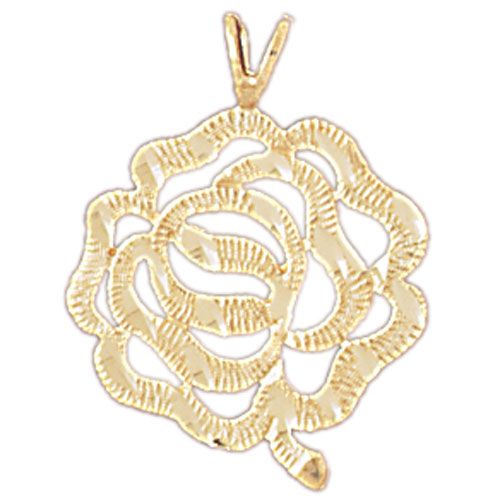 Flower Rose Charm Pendant 14k Gold