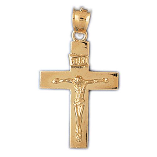 Jesus Christ on Cross Charm Pendant 14k Gold