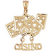 Casino Cards And Dice Charm Pendant 14k Gold
