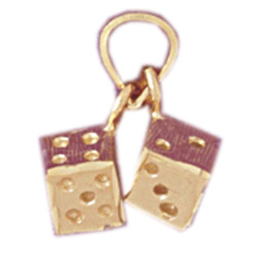 3D Dice Charm Pendant 14k Gold