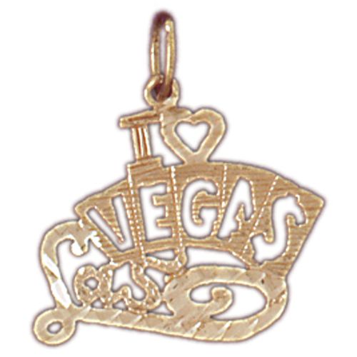 I Love Las Vegas Charm Pendant 14k Gold