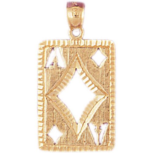 Ace Diamond Playing Card Charm Pendant 14k Gold