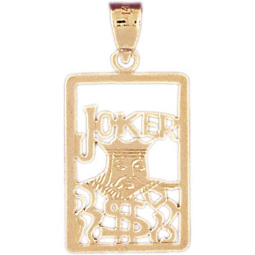 Joker Playing Card Charm Pendant 14k Gold