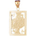 King Heart Playing Card Charm Pendant 14k Gold