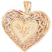 3D Filigree Heart Charm Pendant 14k Gold
