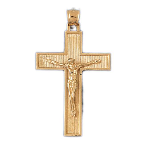 Jesus Christ on Cross Charm Pendant 14k Gold