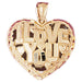 3D I Love You Heart Charm Pendant 14k Gold