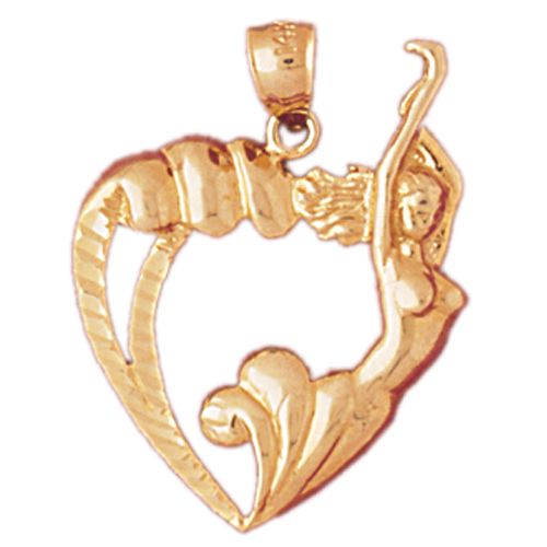 Angel Heart Charm Pendant 14k Gold