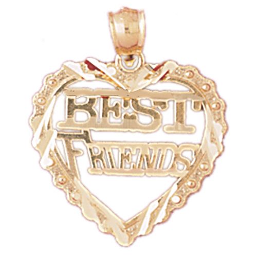 Best Friends Heart Charm Pendant 14k Gold