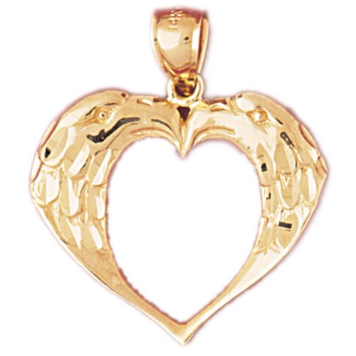 Eagle Heart Charm Pendant 14k Gold