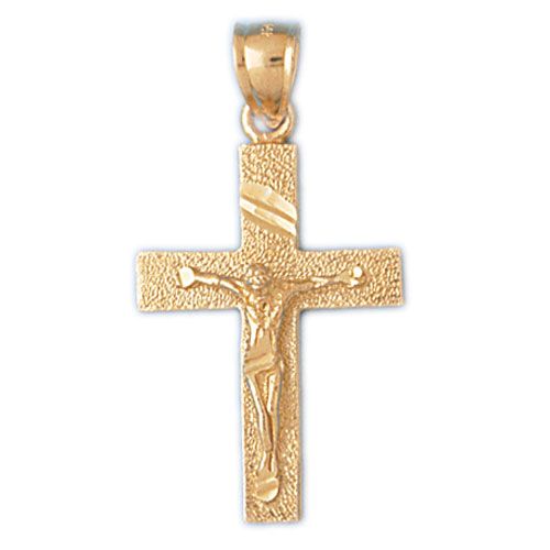 Jesus Christ on Cross Charm Pendant 14k Gold