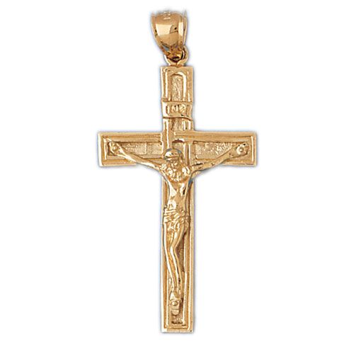 Jesus Christ on Cross Charm Pendant 14k Gold