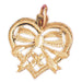 Bow in Heart Charm Pendant 14k Gold