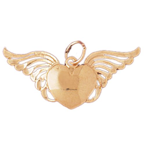 Flying Heart Charm Pendant 14k Gold