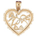 Love Heart Charm Pendant 14k Gold