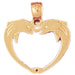 Dolphins Heart Charm Pendant 14k Gold