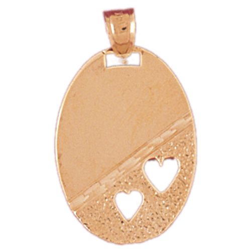 Egg With Two Hearts Charm Pendant 14k Gold