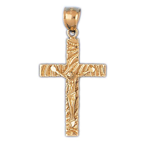 Jesus Christ on Cross Charm Pendant 14k Gold