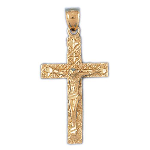 Jesus Christ on Cross Charm Pendant 14k Gold