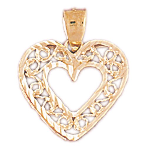 Filigree Heart Charm Pendant 14k Gold