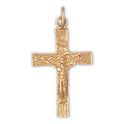 Jesus Christ on Cross Charm Pendant 14k Gold