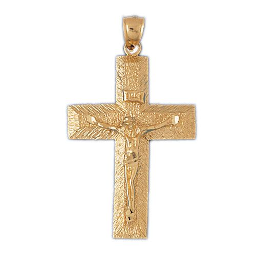 Jesus Christ on Cross Charm Pendant 14k Gold