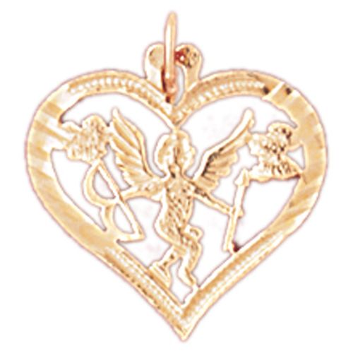 Heart Cupid Charm Pendant 14k Gold