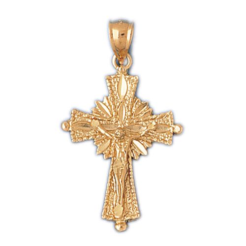 Jesus Christ on Cross Charm Pendant 14k Gold