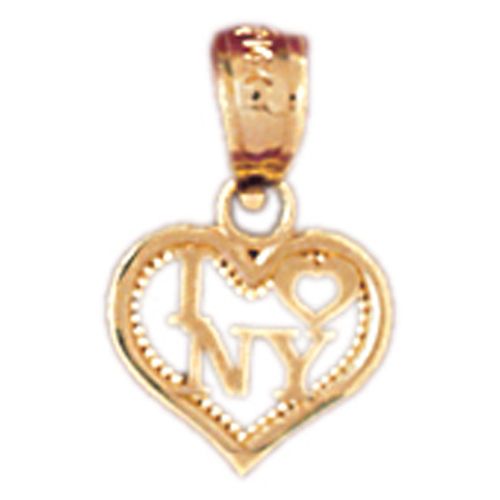 I Love NY Heart Charm Pendant 14k Gold