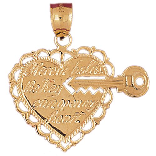 Key To My Heart Charm Pendant 14k Gold