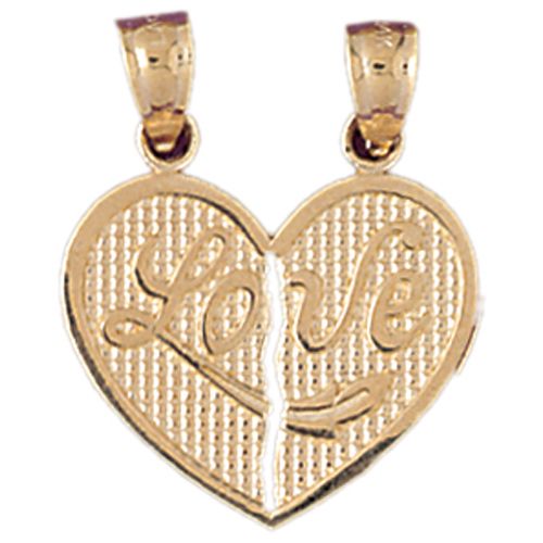 Love Heart Charm Pendant 14k Gold