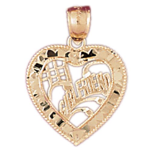 Number 1 Girlfriend Heart Charm Pendant 14k Gold