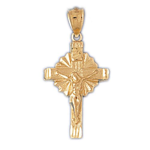 Jesus Christ on Cross Charm Pendant 14k Gold