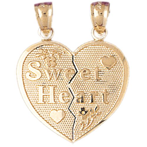 Sweet Heart Charm Pendant 14k Gold
