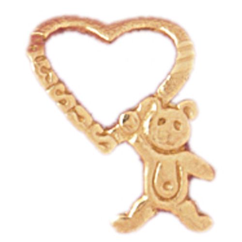 Teddy Bear Heart Charm Pendant 14k Gold (0.6 Grams)