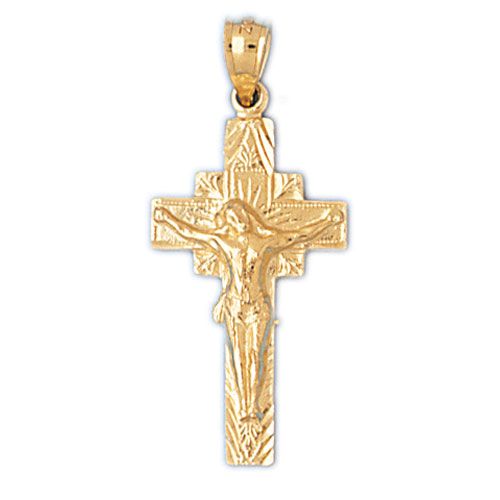 Jesus Christ on Cross Charm Pendant 14k Gold