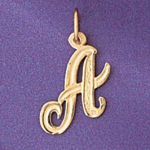 Initial A Charm Pendant 14k Gold