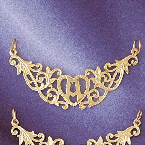 Initial A Heart Charm Pendant 14k Gold