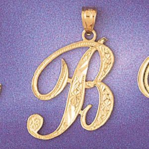 Initial B Charm Pendant 14k Gold
