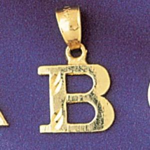 Initial B Charm Pendant 14k Gold