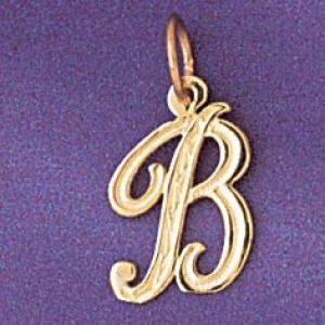 Initial B Charm Pendant 14k Gold