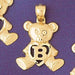 Initial B Teddy Bear Heart Charm Pendant 14k Gold
