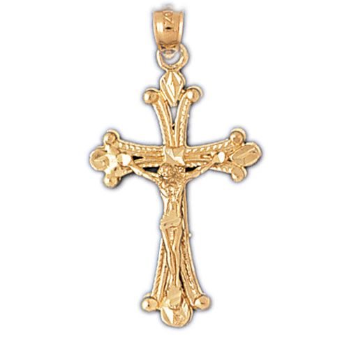 Jesus Christ on Cross Charm Pendant 14k Gold