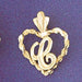 Initial C Heart Charm Pendant 14k Gold