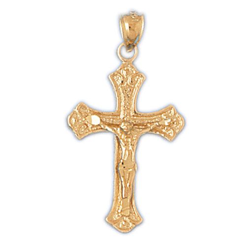 Jesus Christ on Cross Charm Pendant 14k Gold