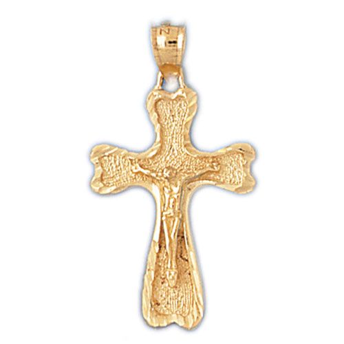 Jesus Christ on Cross Charm Pendant 14k Gold